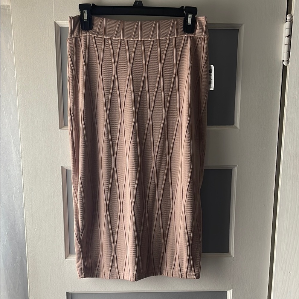 Charlotte Russe Pink Ribbed Pencil Midi Skirt